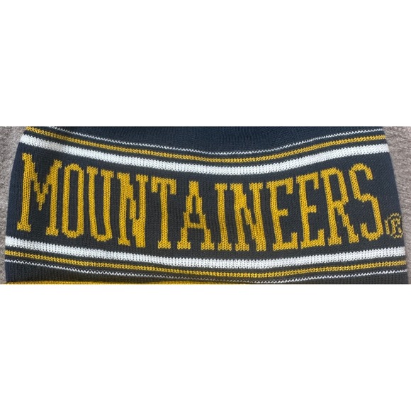 Top of the World West Virginia Mountaineers WVU Knit Beanie Hat Pom Yellow Navy - Picture 4 of 11